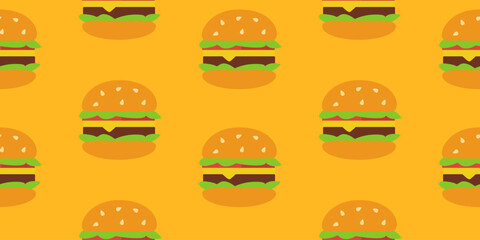 burger pattern background. doodle fast food. burger seamless pattern background. Seamless Pattern of a Cheese Burger or Hamburger. hamburger pattern.