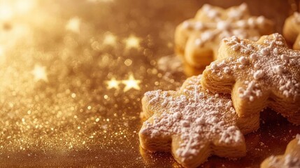 Delicious star-shaped cookies dusted with powdered sugar, perfect for festive celebrations and holiday gatherings.