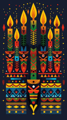 Fototapeta premium Kwanzaa Candle Arrangement with Vibrant African-Inspired Patterns