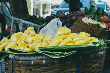 jackfruit sold by one of the street vendors on Jalan Suryakencana, Bogor