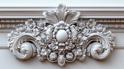 Obraz premium Ornate architectural relief featuring floral designs and curves.