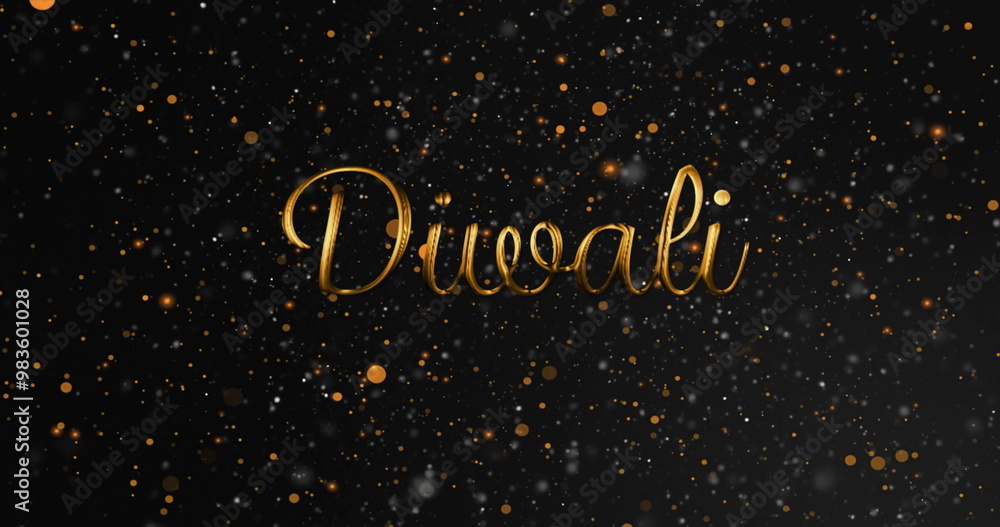 Canvas Prints Diwali text image with golden particles on black background