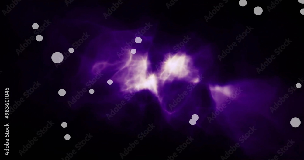 Canvas Prints purple nebula and white particles image on black background