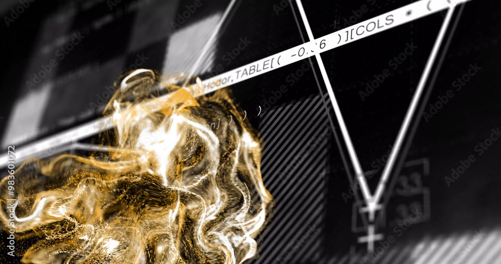 Poster image of light spots over data processing on black background