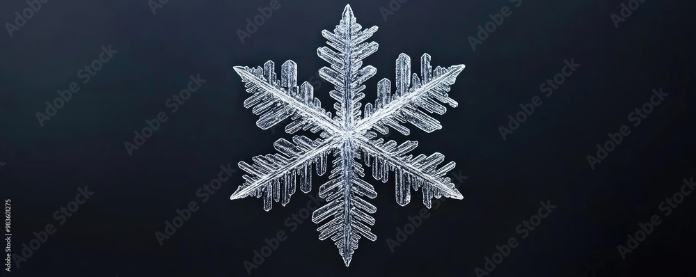 Aufkleber a detailed snowflake structure captured against a dark background, showcasing its intricate patterns