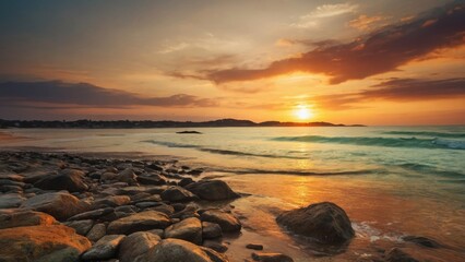 夕焼けと海岸,Generative AI AI画像