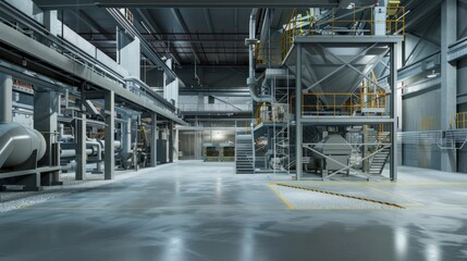 Fototapeta premium Industrial Factory Interior with Machinery