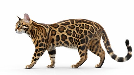 Fototapeta premium Bengal Cat Walking with Elegant Stripes