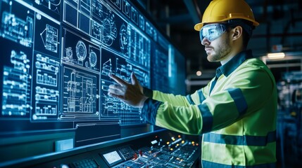 Industrial Worker Monitoring Control Panel with Digital Interface