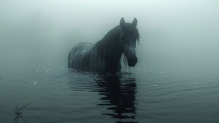 Myth of the Kelpie a water spirit in the form of a horse ancient Scottish folklore lurking in the loch dark waters mysterious and dangerous