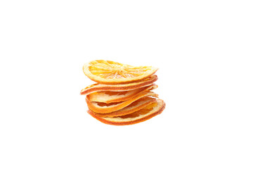 PNG, Stack of dried orange slices, isolated on white background