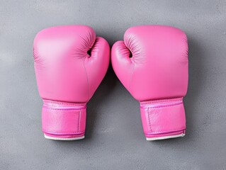 A pair of vibrant pink boxing gloves on a gray background, perfect for fitness, sports, and boxing-themed projects.