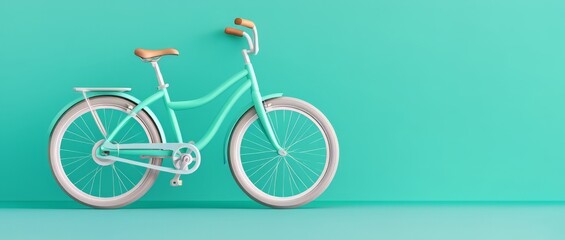 Fototapeta premium A stylish and modern bicycle parked against a vibrant teal background, perfect for showcasing contemporary design.