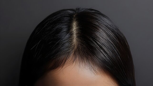 Comparison of a patient's crown before and after laser hair therapy, showing improved hair density and reduction of bald patches over time