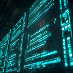 Obraz premium Futuristic user interface in blue light. 3D Rendering