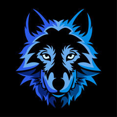 ILLUSTRATION 17 ILLUSTRATION 17 CREATIVE ART FOR T-SHIRT OR APPAREL DESIGN WITH ABSTRACT WOLF HEAD ON BLACK BACKGROUND