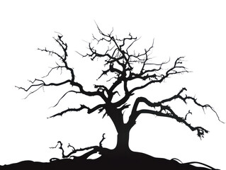 Obraz premium PNG Dead tree silhouette clip art drawing sketch plant.