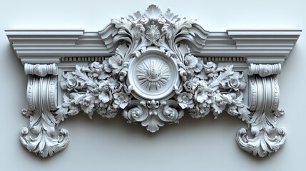 Ornate decorative architectural relief with floral motifs.