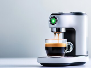 Modern Espresso Machine Brewing Coffee