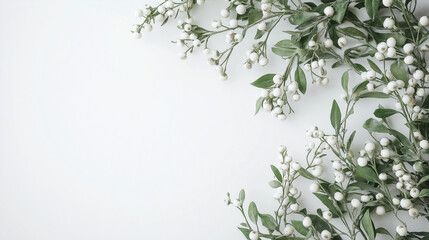 a mistletoe wreath decorated with small bells and white berries against an isolated white background