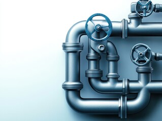 Industrial Pipe Valves and Fittings Isolated on White Background