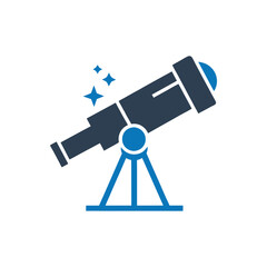 Vector Telescope Icon, Observatory Astronomy Telescope Vector Icon