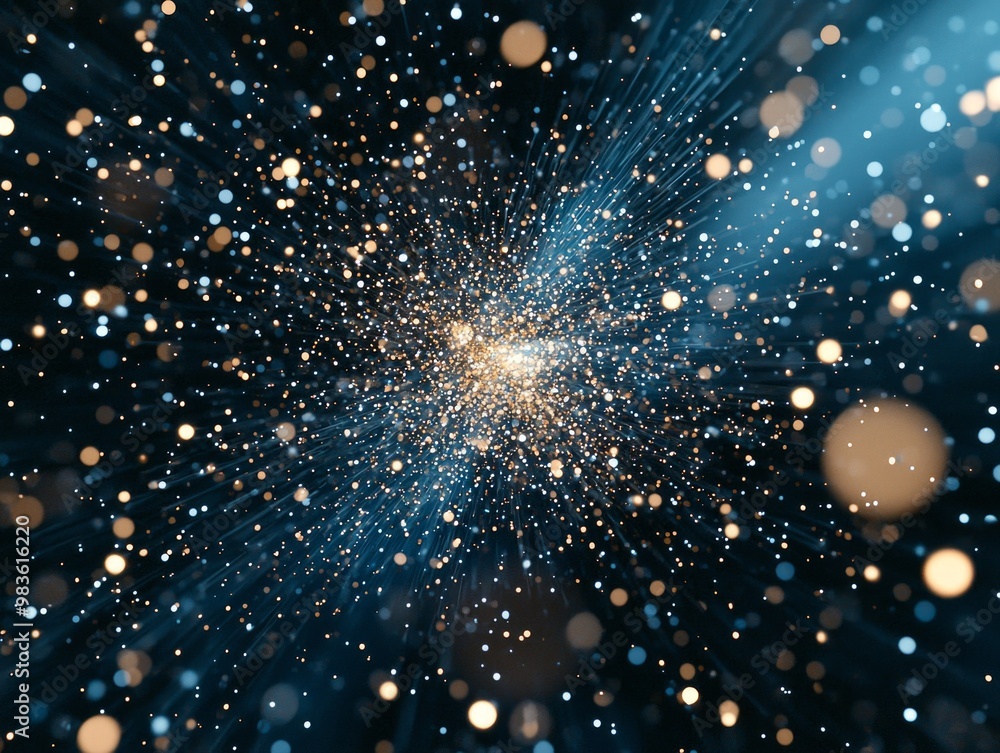 Aufkleber a stunning display unfolds as silver particles explode outward from a central point, invoking feelin
