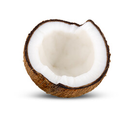 Half of coconut isolated on transparent png