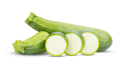 fresh green zucchini with slice isolated on transparent png