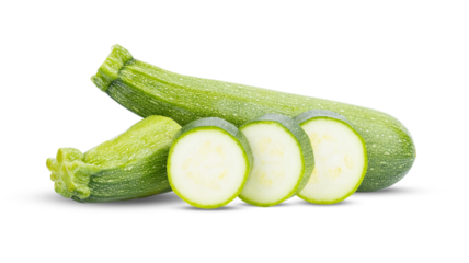 fresh green zucchini with slice isolated on transparent png