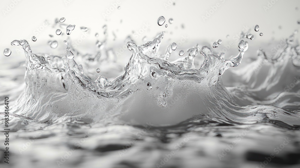 Poster close-up of water splashes creating dynamic patterns.