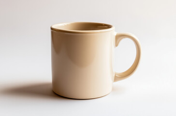 Ceramic Coffee Mug with Handle Facing Right: Simple Elegance on a White Background