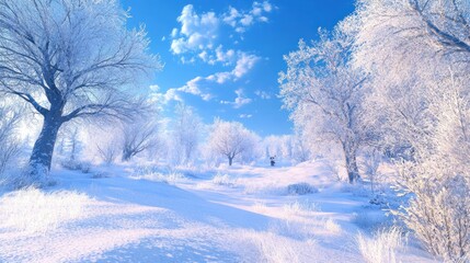 Close up of Cold winter scenery in snowy forest. Fir trees background. Ai generated image