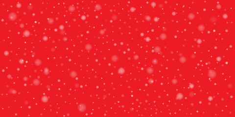 Falling snow on red background. Christmas background with snowflakes.