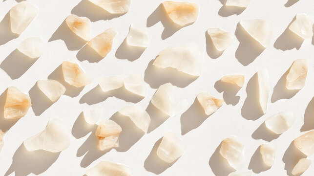 a photographic pattern of benzoin resin scattered across a white background