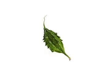 Bitter melon or Bitter Gourd (Momordica charantia) isolate on the white background, healthy food.