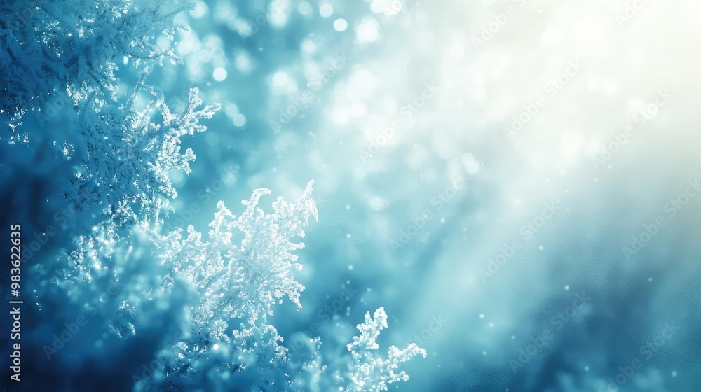 Poster a serene blue abstract background featuring soft light and delicate frost. perfect for winter themes