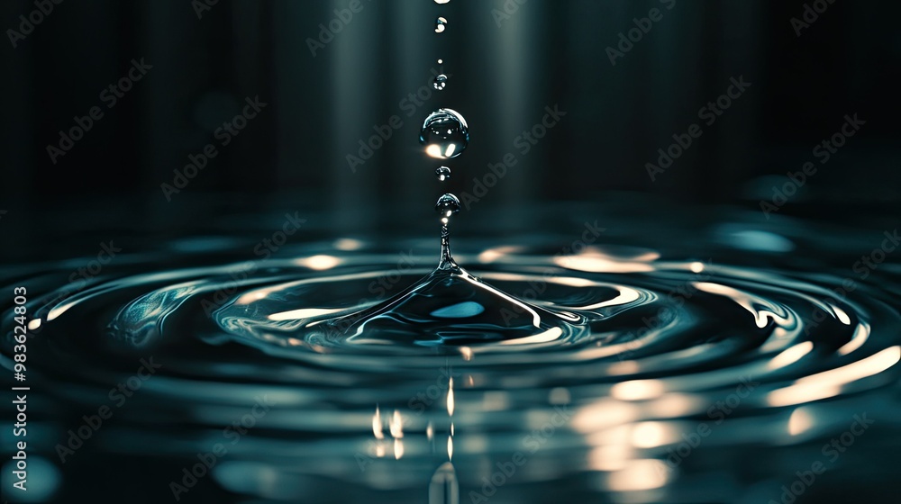 Aufkleber a close-up of a water droplet creating ripples on a surface, showcasing fluid dynamics.