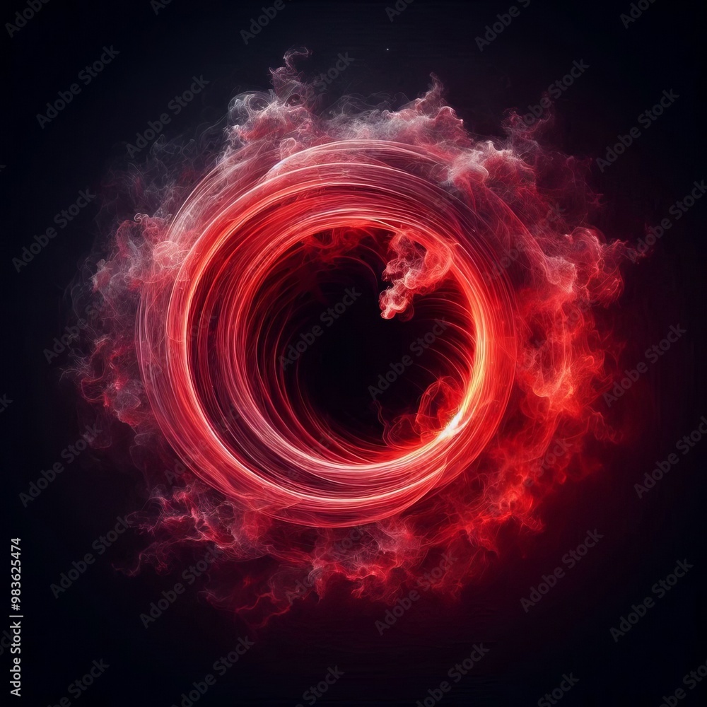 Aufkleber dynamic abstract red circle with swirling flames and energy on a bold red background