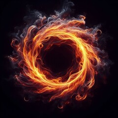 Fototapeta premium Fiery inferno glowing in the dark with vibrant flames of red, orange, and yellow against a deep black background