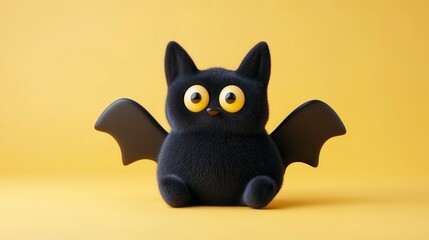 Kawaii 3D cartoon bat, cheerful Halloween character in miniature style