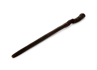 One wooden magic wand isolated on white