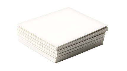 Stack of blank white sheets of paper, isolated on a white background.