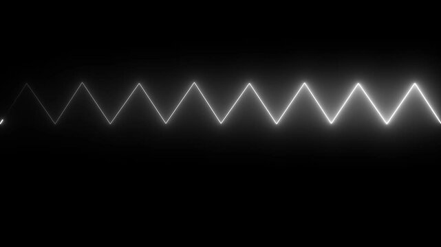 Abstract neon shine curved drawing line icon animation on black background.