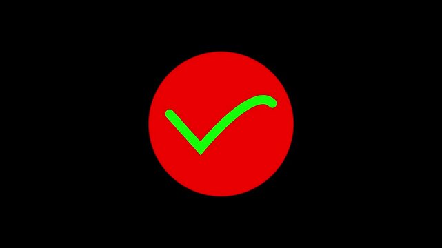 Tick mark icon animation on black background.