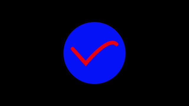 Tick mark icon animation on black background.