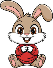A cute Rabbit with a smiley face sitting vector illustration animal art