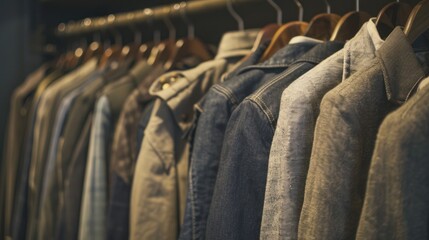 Fototapeta premium Row of Clothes on Hangers