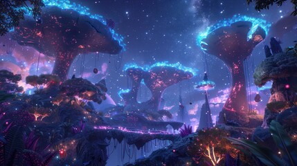 Fantasy Forest Under a Starry Sky