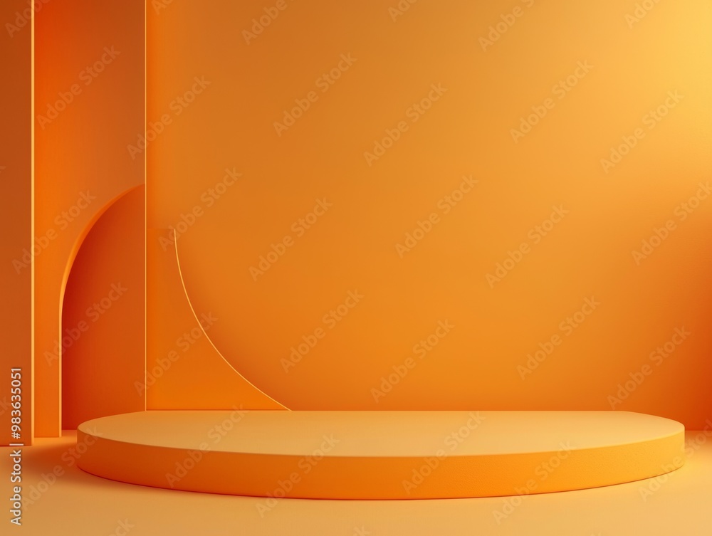 Poster orange color abstract minimal background, modern concept with copy space - ai